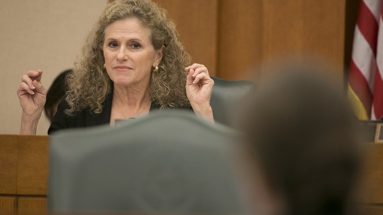 State Rep. Donna Howard, D-Austin, listens to Brian Guthrie, executive director of the Teacher Retirement System of Texas, answer a question during a hearing of a House Approprations Subcommittee on Wednesday. In 2018, about 36,000 retired Texas teachers and their dependents opted out of the state health insurance program run by the system after increases to premiums and deductibles. RALPH BARRERA / AMERICAN-STATESMAN