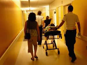 Patient being wheeled into an ER